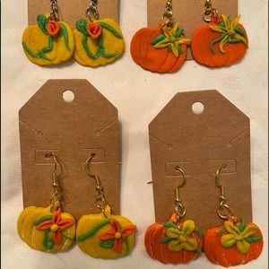 Polymer clay pumpkin earrings